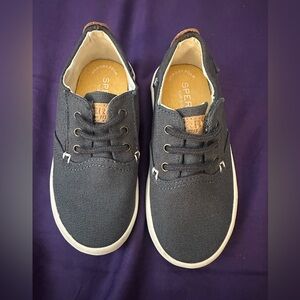 Kids Boys Girls Sperry Top Sider Navy Blue Canvas Shoes w/ Memory Foam, size 9m